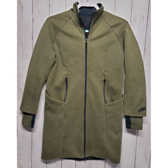 Nike Sportswear Tech Pack Fleece Jacket Women's XS Long Zip Up Olive Green - Picture 1 of 16